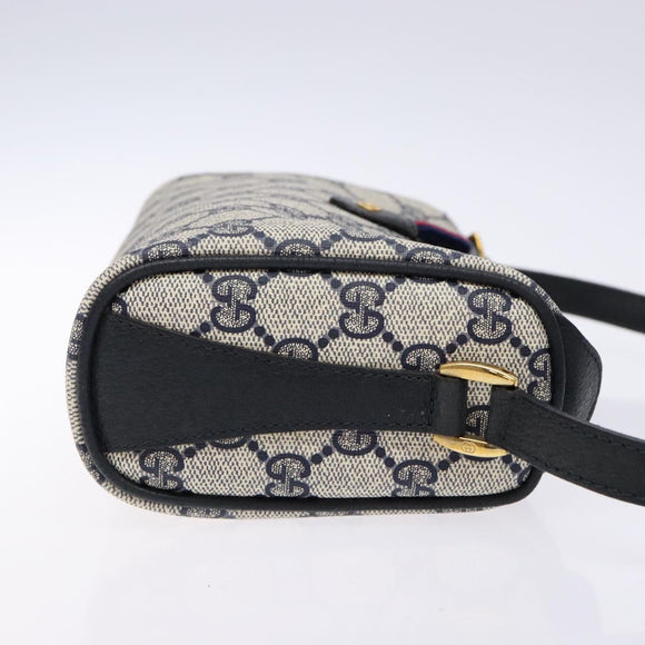 GUCCI GG Supreme Sherry Line Shoulder Bag PVC Navy Gold 89 02 018 Auth BA4022