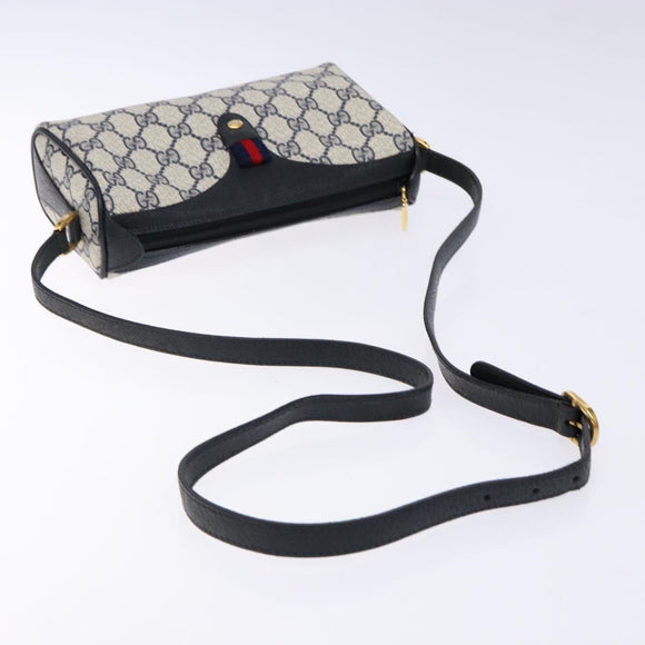 GUCCI GG Supreme Sherry Line Shoulder Bag PVC Navy Gold 89 02 018 Auth BA4022