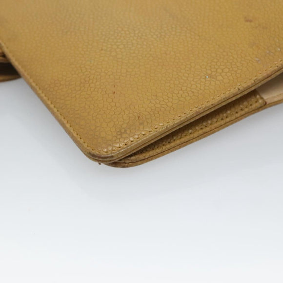 CHANEL COCO Mark Day Planner Cover Caviar Skin Beige Gold CC Auth BA4033