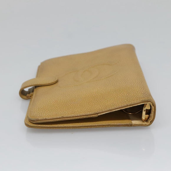 CHANEL COCO Mark Day Planner Cover Caviar Skin Beige Gold CC Auth BA4033