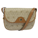 Christian Dior Honeycomb Canvas Shoulder Bag PVC Beige Gold Auth BA4036-1