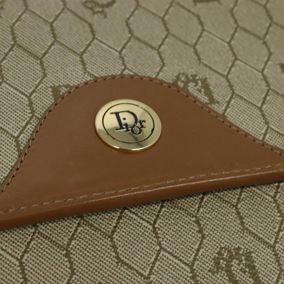 Christian Dior Honeycomb Canvas Shoulder Bag PVC Beige Gold Auth BA4036