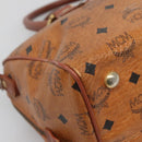 MCM Logogram Vicetos Boston Bag PVC Leather Brown Gold Auth BA4039-13