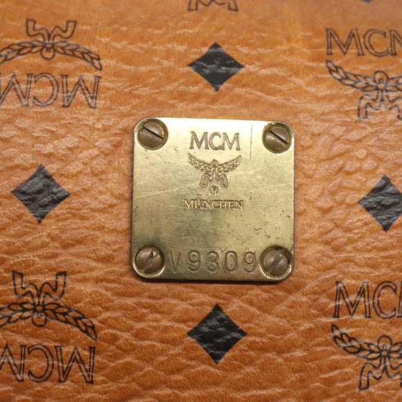 MCM Logogram Vicetos Boston Bag PVC Leather Brown Gold Auth BA4039