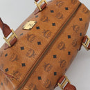MCM Logogram Vicetos Boston Bag PVC Leather Brown Gold Auth BA4039-6