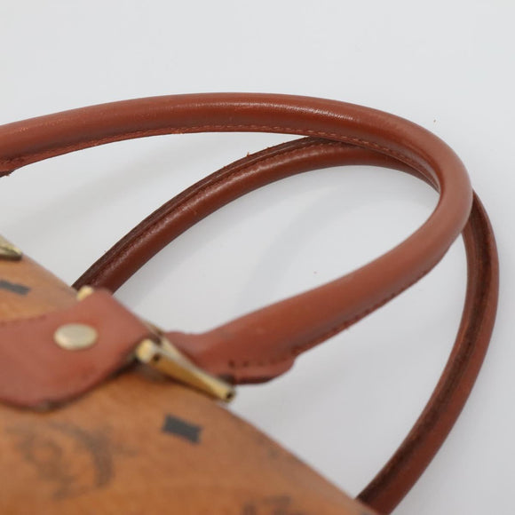 MCM Logogram Vicetos Boston Bag PVC Leather Brown Gold Auth BA4039