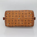 MCM Logogram Vicetos Boston Bag PVC Leather Brown Gold Auth BA4039-9