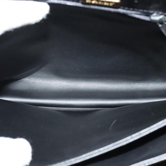 BALLY Quilted Chain Shoulder Bag Leather Black Gold Auth BA4040