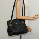 BALLY Quilted Chain Shoulder Bag Leather Black Gold Auth BA4040-22
