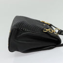BALLY Quilted Chain Shoulder Bag Leather Black Gold Auth BA4040-5