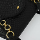 BALLY Quilted Chain Shoulder Bag Leather Black Gold Auth BA4040-6