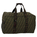 FENDI Zucca Canvas Boston Bag Brown Black Auth BA4042-1