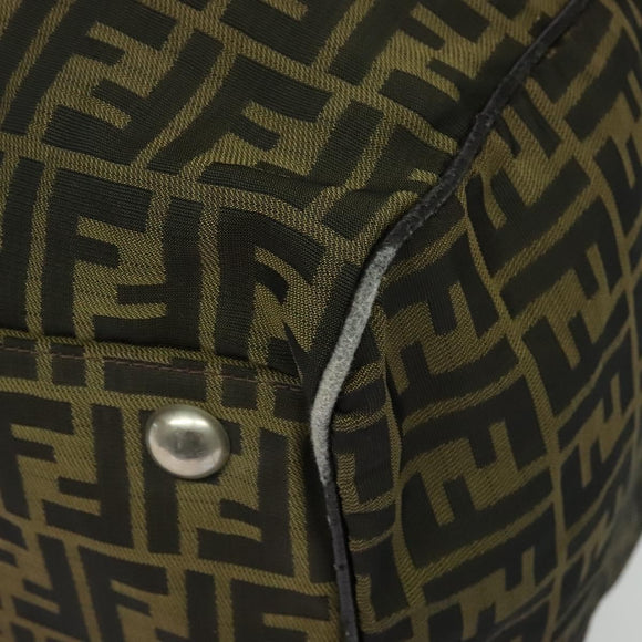 FENDI Zucca Canvas Boston Bag Brown Black Auth BA4042