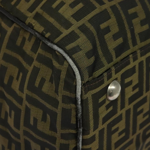 FENDI Zucca Canvas Boston Bag Brown Black Auth BA4042