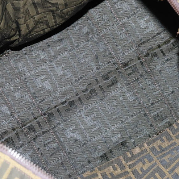 FENDI Zucca Canvas Boston Bag Brown Black Auth BA4042