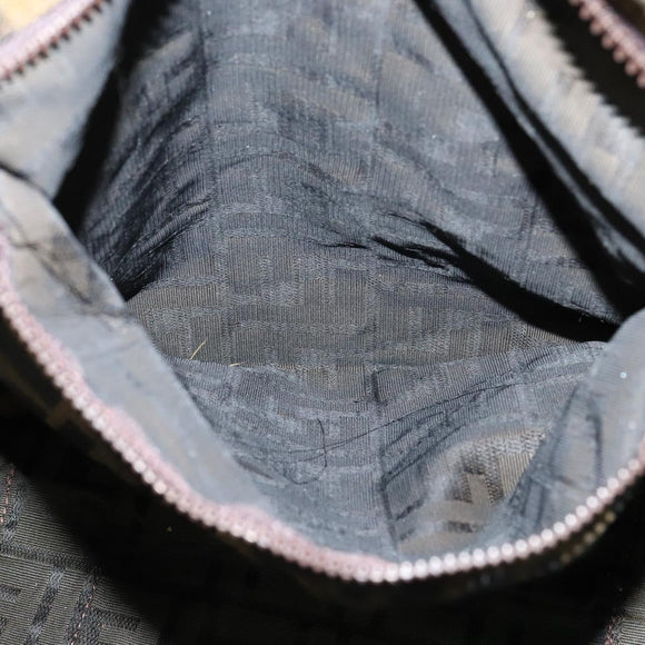 FENDI Zucca Canvas Boston Bag Brown Black Auth BA4042