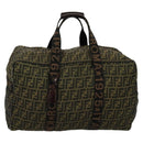 FENDI Zucca Canvas Boston Bag Brown Black Auth BA4042-13