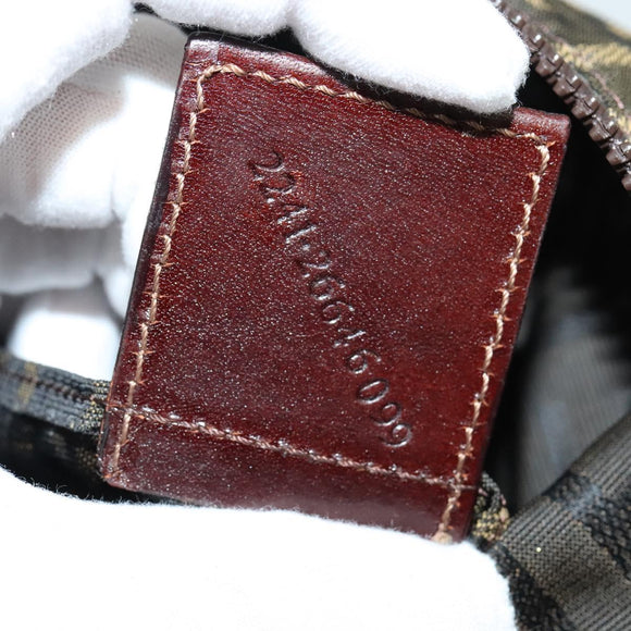 FENDI Zucca Canvas Boston Bag Brown Black Auth BA4042