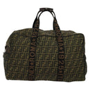 FENDI Zucca Canvas Boston Bag Brown Black Auth BA4042-2