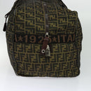 FENDI Zucca Canvas Boston Bag Brown Black Auth BA4042-4