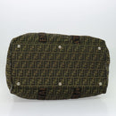 FENDI Zucca Canvas Boston Bag Brown Black Auth BA4042-5