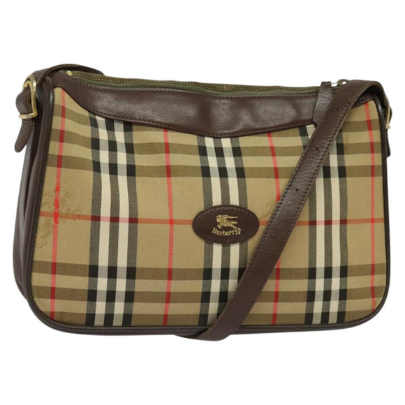 Burberrys Nova Check Shoulder Bag Canvas Beige Auth BA4043