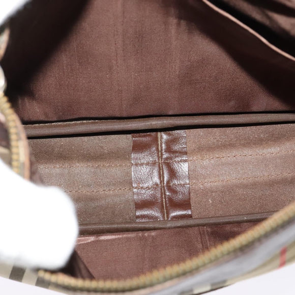 Burberrys Nova Check Shoulder Bag Canvas Beige Auth BA4043