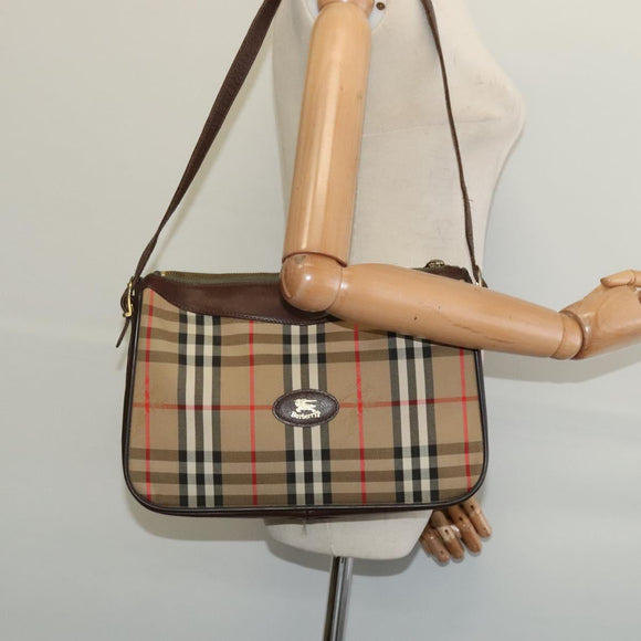 Burberrys Nova Check Shoulder Bag Canvas Beige Auth BA4043