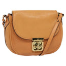 Chloe Elsie Shoulder Bag Leather Beige Gold Auth BA4046-1