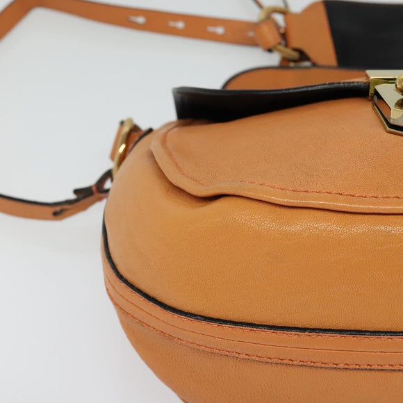 Chloe Elsie Shoulder Bag Leather Beige Gold Auth BA4046