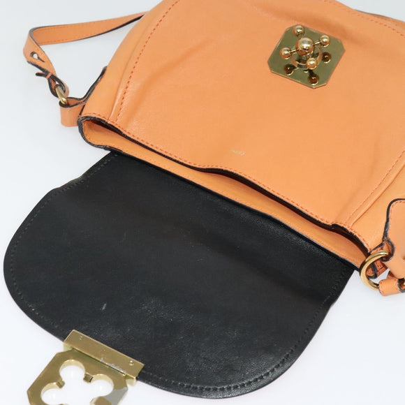 Chloe Elsie Shoulder Bag Leather Beige Gold Auth BA4046