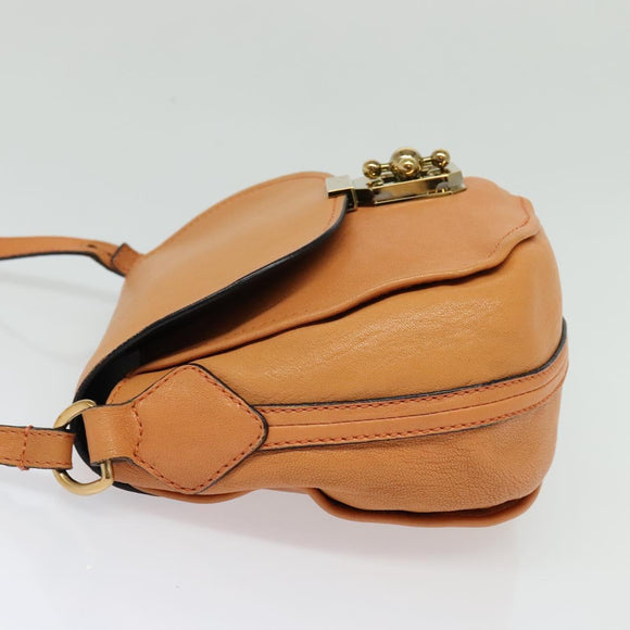 Chloe Elsie Shoulder Bag Leather Beige Gold Auth BA4046