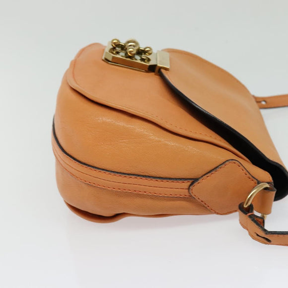 Chloe Elsie Shoulder Bag Leather Beige Gold Auth BA4046