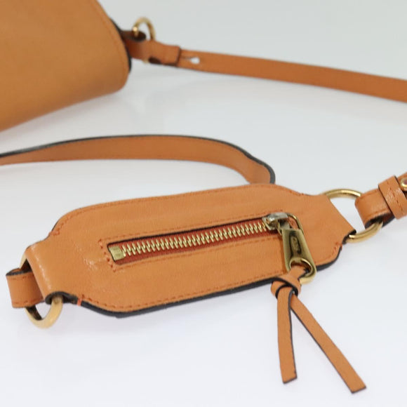 Chloe Elsie Shoulder Bag Leather Beige Gold Auth BA4046