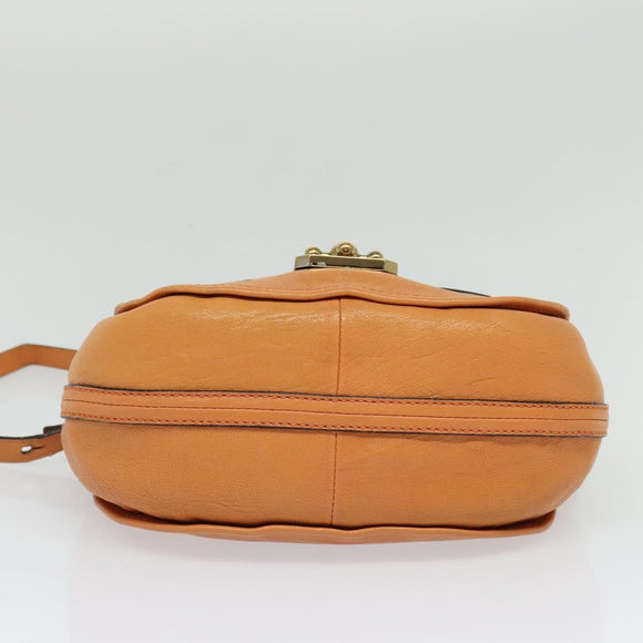 Chloe Elsie Shoulder Bag Leather Beige Gold Auth BA4046