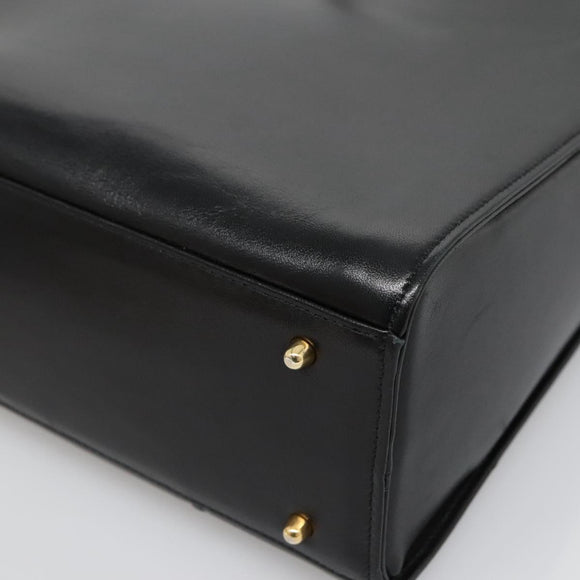 VALENTINO Shoulder Bag Leather Black Gold Auth BA4048