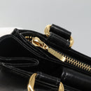 VALENTINO Shoulder Bag Leather Black Gold Auth BA4048-9