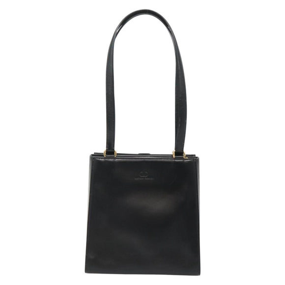 VALENTINO Shoulder Bag Leather Black Gold Auth BA4048