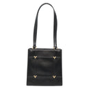 VALENTINO Shoulder Bag Leather Black Gold Auth BA4048-2