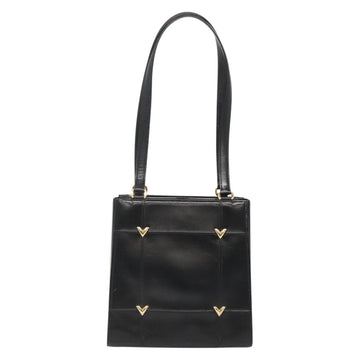 VALENTINO Shoulder Bag Leather Black Gold Auth BA4048 - 0