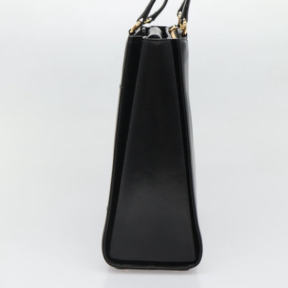 VALENTINO Shoulder Bag Leather Black Gold Auth BA4048