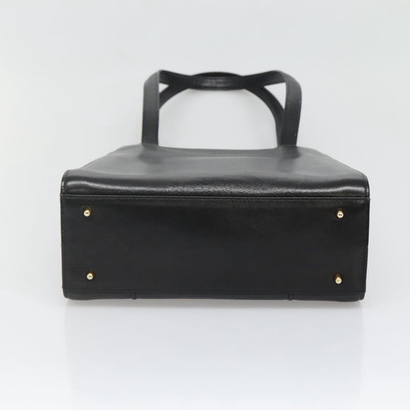 VALENTINO Shoulder Bag Leather Black Gold Auth BA4048