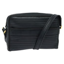 SAINT LAURENT Shoulder Bag Leather Navy Gold Auth BA4049-1