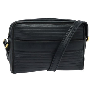 SAINT LAURENT Shoulder Bag Leather Navy Gold Auth BA4049