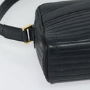 SAINT LAURENT Shoulder Bag Leather Navy Gold Auth BA4049-9