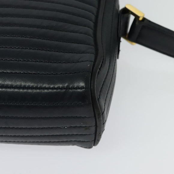 SAINT LAURENT Shoulder Bag Leather Navy Gold Auth BA4049