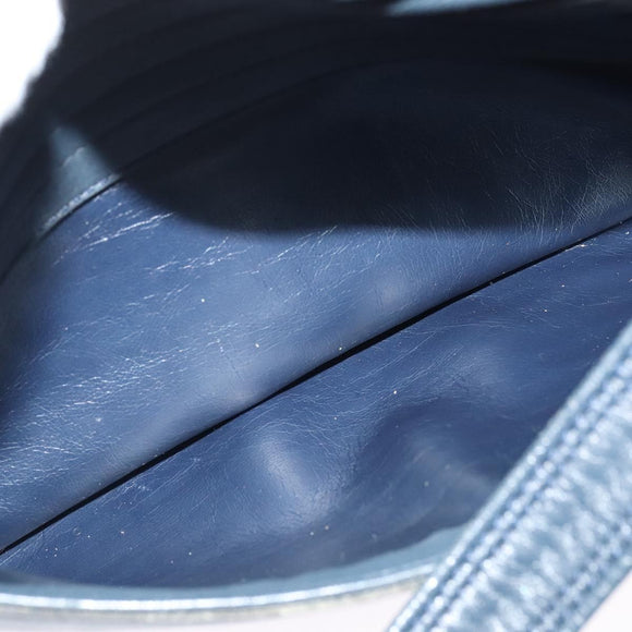 SAINT LAURENT Shoulder Bag Leather Navy Gold Auth BA4049