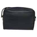 SAINT LAURENT Shoulder Bag Leather Navy Gold Auth BA4049-2