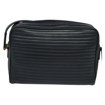 SAINT LAURENT Shoulder Bag Leather Navy Gold Auth BA4049 - 0