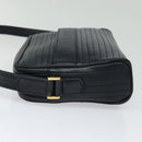 SAINT LAURENT Shoulder Bag Leather Navy Gold Auth BA4049-3